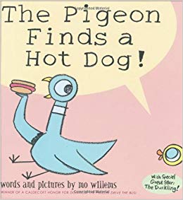 The pigeon finds a hotdog!